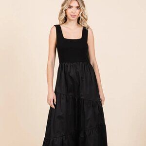 Mittoshop Mix Media Square‎ Neck Maxi Dress
